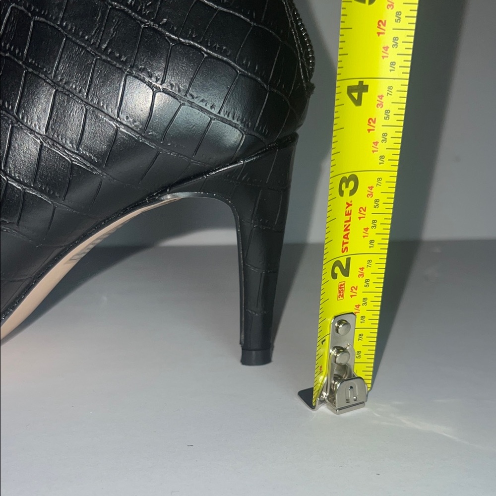 Fashion Nova Black Croc-Embossed Heeled Boots - Picture 6 of 8